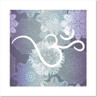 Indian ornament pattern with ohm symbol Posters and Art